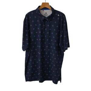 Scales Polo Shirt Performance Stretch Crab Geometric Print Golf Blue Mens XL